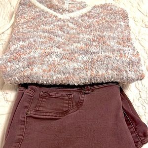 Complete Outfit-  Boucle Hooded Sweater AND Burgandy Jeans